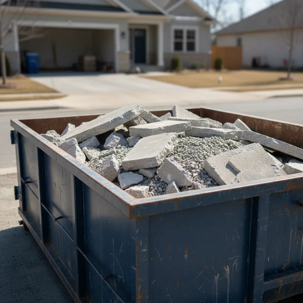 concrete heavy debris dumpster rental square